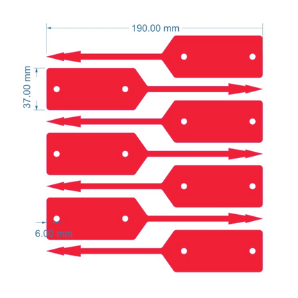 Étiquettes rouges pour garage et atelier - 190 x 37 mm - 500 pièces