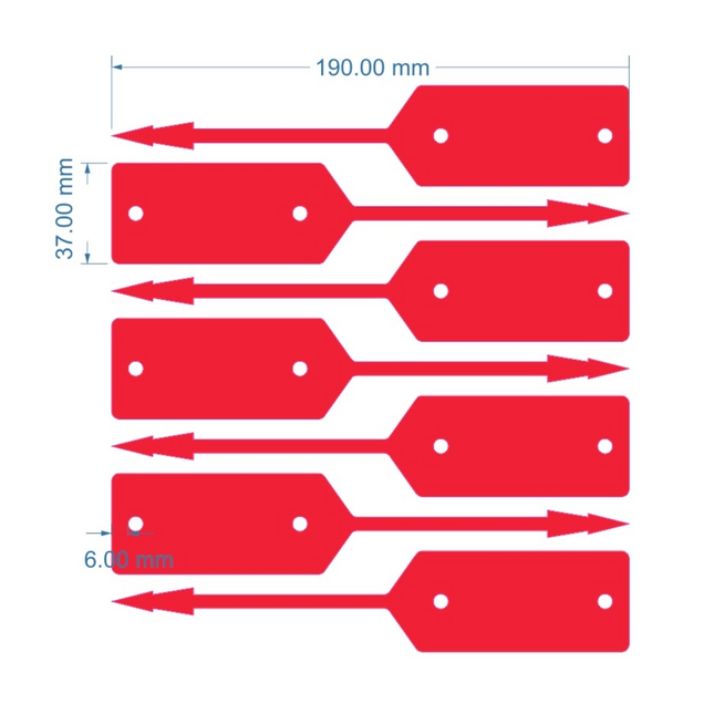 Étiquettes rouges pour garage et atelier - 190 x 37 mm - 500 pièces