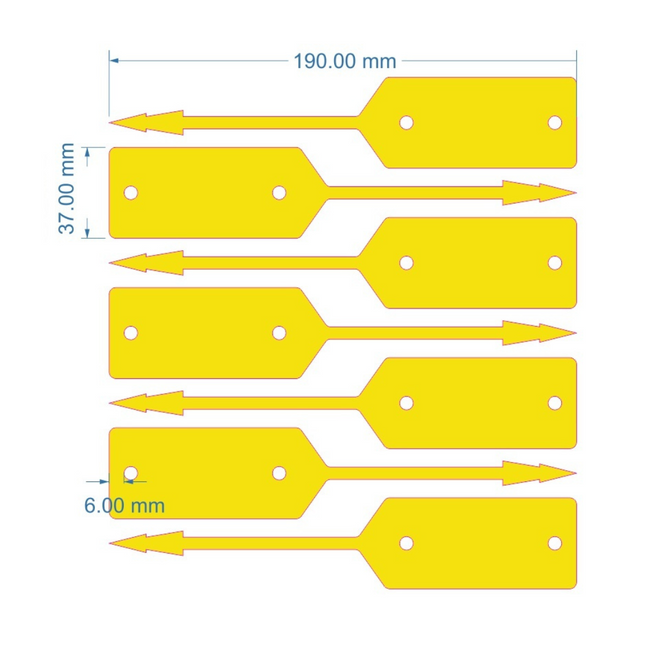 Étiquettes jaunes pour garage et atelier - 190 x 37 mm - 500 pièces