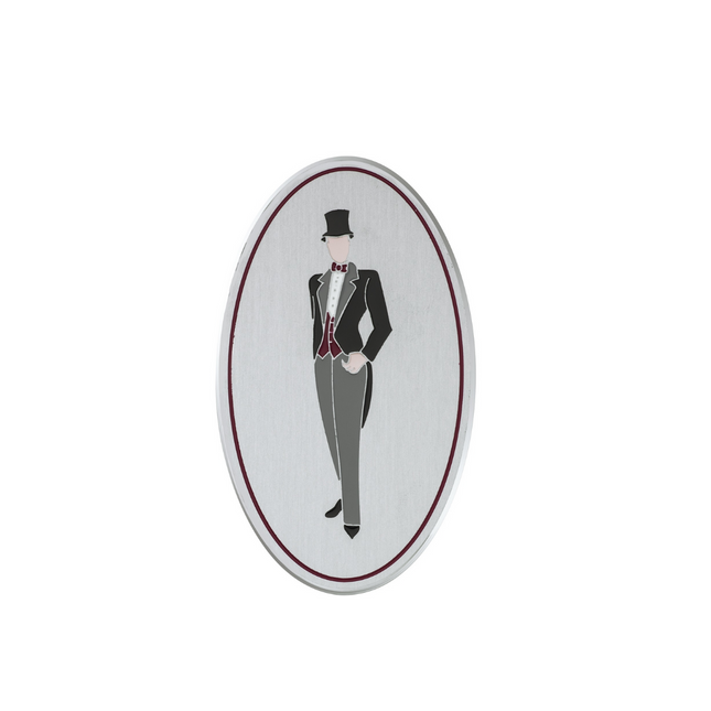 Plaque de porte pour toilettes hommes - design années 20 - aluminium - 80 x 120 mm