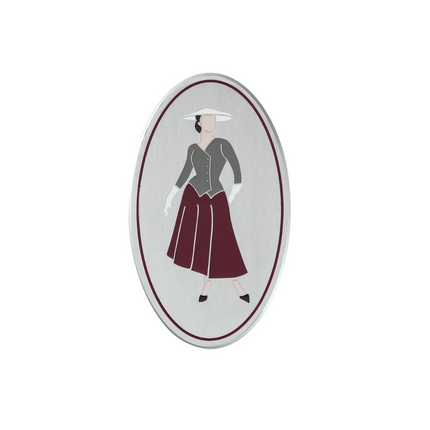 Plaque de porte pour toilettes femmes - design années 20 - aluminium - 80 x 120 mm