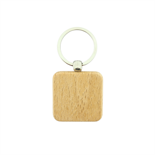 Porte-clés en bois carré - 40 x 40 mm - par pièce