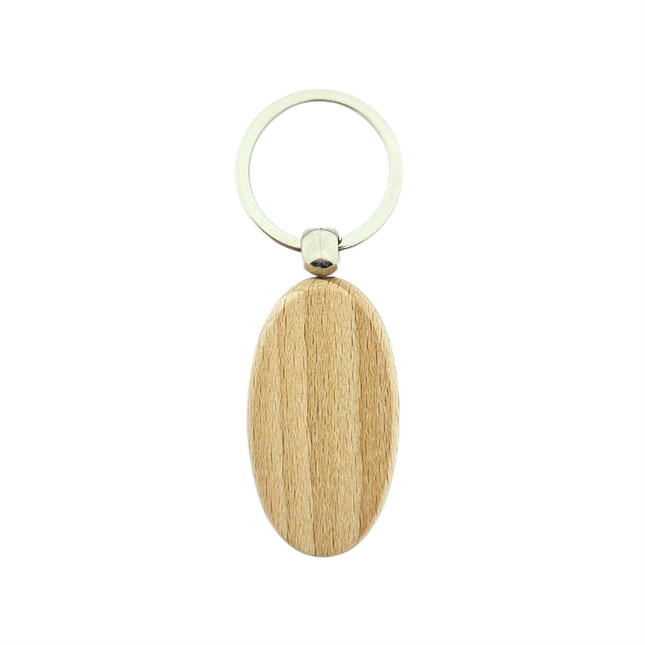 Porte-clés en bois ovale - 54 x 30 mm - par pièce