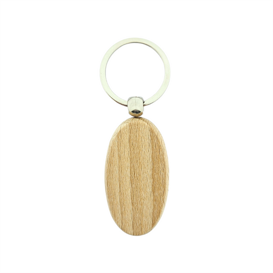 Porte-clés en bois ovale - 30 x 54 mm - par pièce