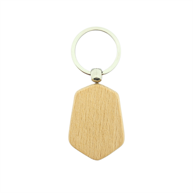 Porte-clés en bois hexagone - 35 x 48 mm - par pièce