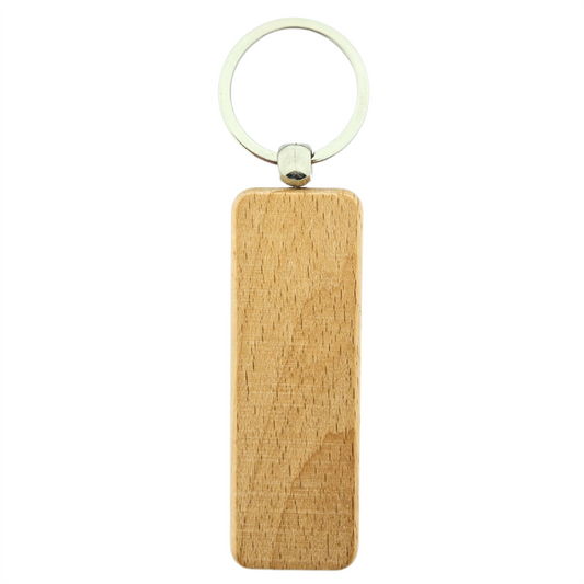 Porte-clés en bois rectangle - 27 x 80 mm - par pièce