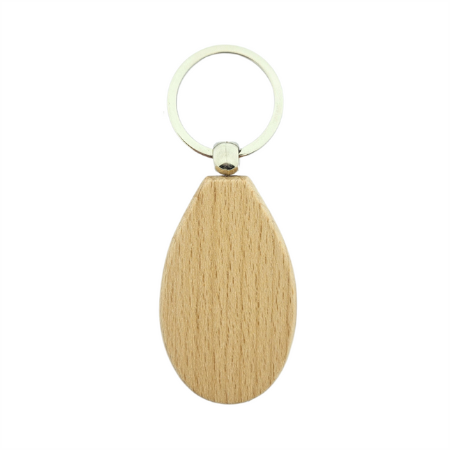 Porte-clés en bois goutte - 58 x 36 mm - par pièce