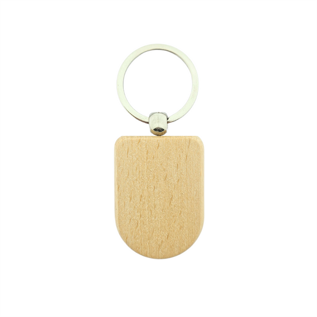 Porte-clés en bois semi-ovale - 50 x 35 mm - par pièce