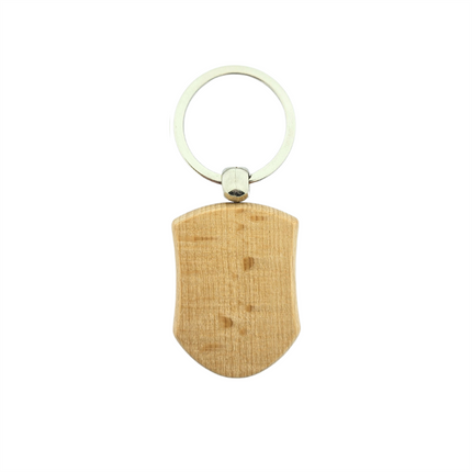 Porte-clés en bois bouclier - 45 x 32 mm - par pièce