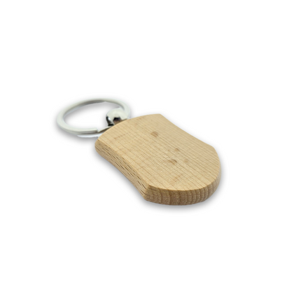 Porte-clés en bois bouclier - 45 x 32 mm - par pièce
