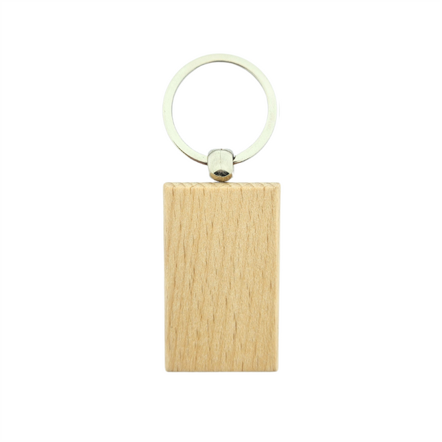 Porte-clés en bois rectangle - 51 x 32 mm - par pièce