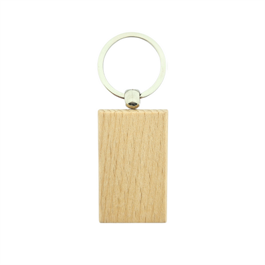 Porte-clés en bois rectangle - 32 x 51 mm - par pièce