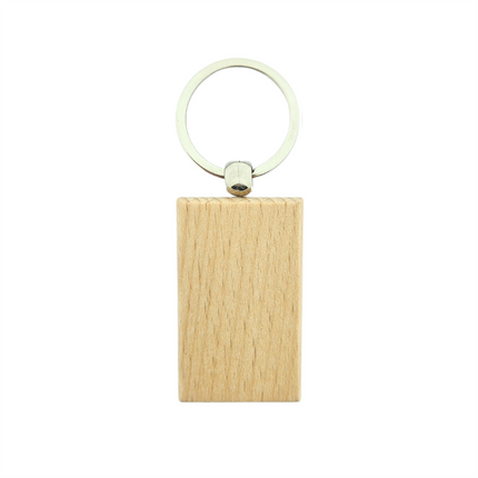 Porte-clés en bois rectangle - 51 x 32 mm - par pièce
