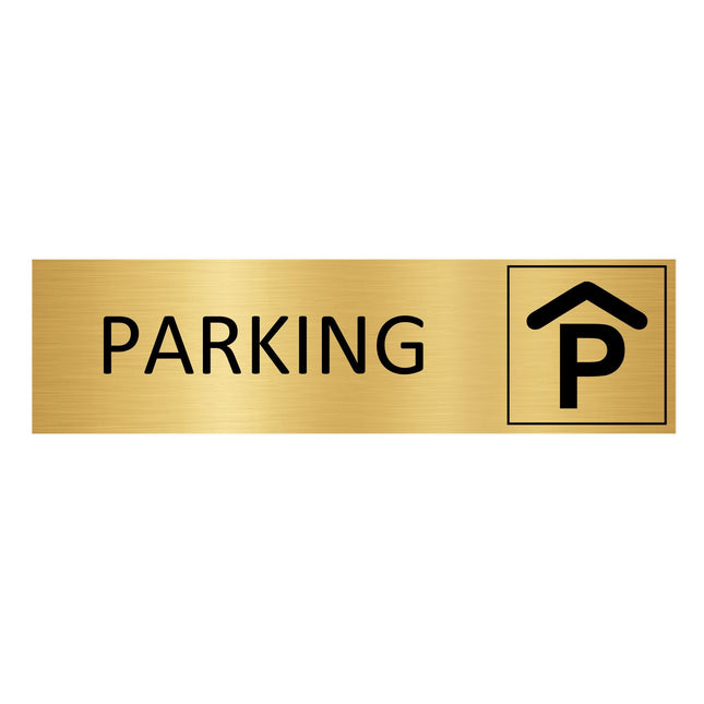 Plaque de porte Parking -  aluminium doré - 165 x 45 mm