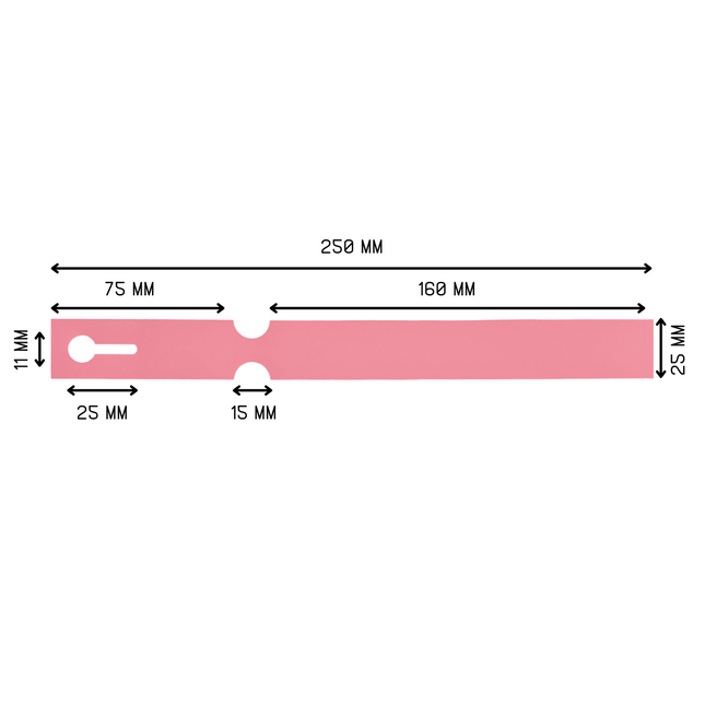 Étiquettes à boucle roses - 250 x 25 mm - pour imprimante transfert thermique - 1500 étiquettes sur rouleau