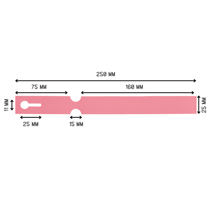 Étiquettes à boucle roses - 250 x 25 mm - pour imprimante transfert thermique - 1500 étiquettes sur rouleau