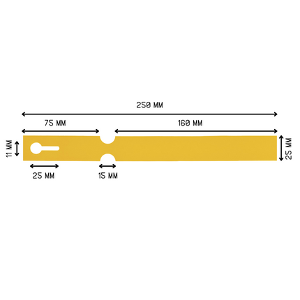 Étiquettes à boucle jaunes - 250 x 25 mm - pour imprimante transfert thermique - 1500 étiquettes sur rouleau