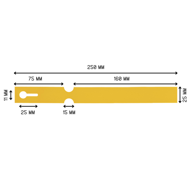 Étiquettes à boucle jaunes - 250 x 25 mm - pour imprimante transfert thermique - 1500 étiquettes sur rouleau