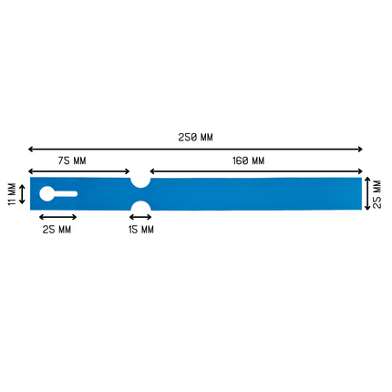 Étiquettes à boucle bleues - 250 x 25 mm - pour imprimante transfert thermique - 1500 étiquettes sur rouleau