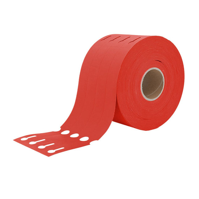 Étiquettes à boucle rouges - 250 x 25 mm - pour imprimante transfert thermique - 1500 étiquettes sur rouleau