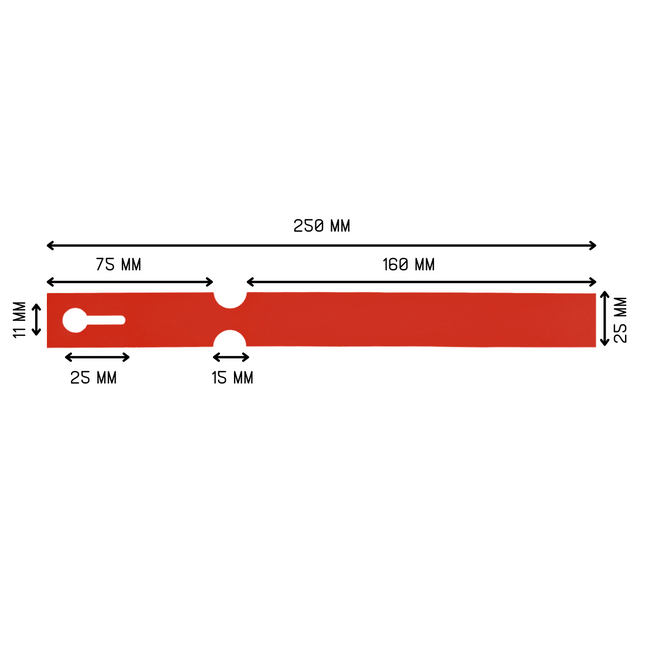 Étiquettes à boucle rouges - 250 x 25 mm - pour imprimante transfert thermique - 1500 étiquettes sur rouleau