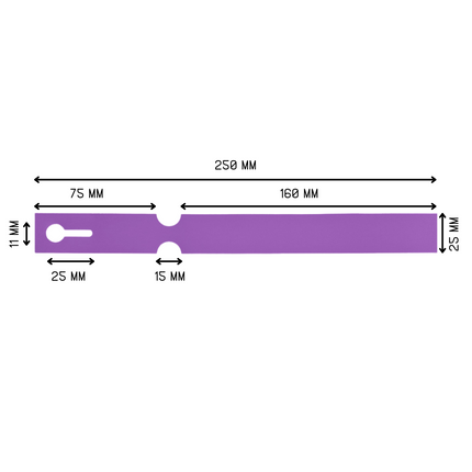 Étiquettes à boucle violettes - 250 x 25 mm - pour imprimante transfert thermique - 1500 étiquettes sur rouleau