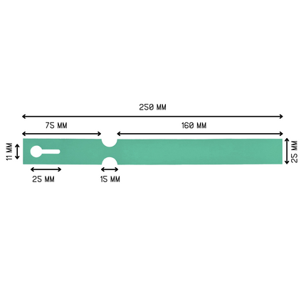 Étiquettes à boucle vertes - 250 x 25 mm - pour imprimante transfert thermique - 1500 étiquettes sur rouleau