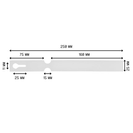 Étiquettes à boucle personnalisées - 250 x 25 mm- 4 voies - 100 étiquettes