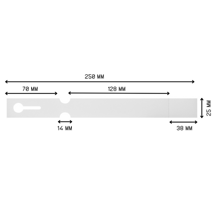 Étiquettes à boucle personnalisées avec perforation - 250 x 25 mm - 200 étiquettes