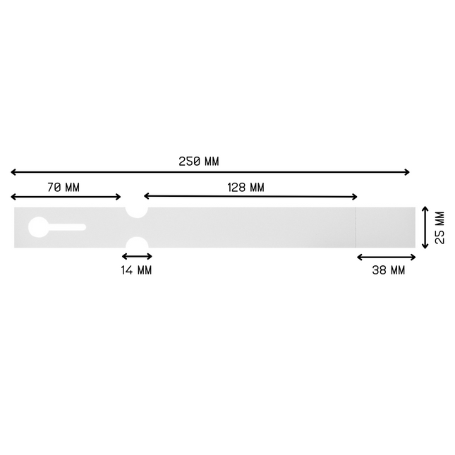 Étiquettes à boucle personnalisées et numérotées avec perforation - 250 x 25 mm - 200 étiquettes