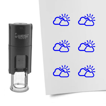 Tampon encreur nuageux avec soleil - Ø10 mm