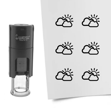 Tampon encreur nuageux avec soleil - Ø10 mm