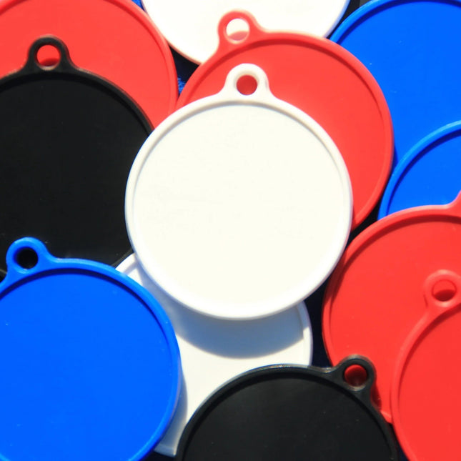 Porte-clés étiquette rond - 50 x 42,5 mm - par pièce