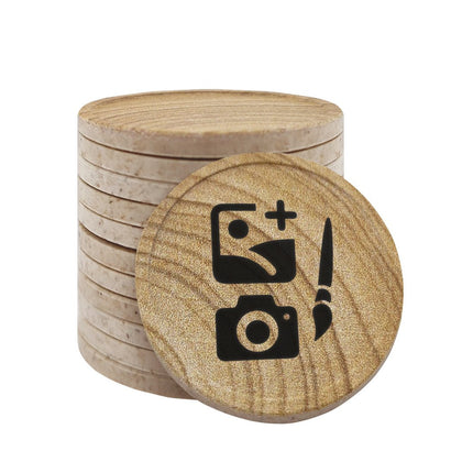 Jetons personnalisés avec motif en bois -  Ø29 mm - 100 pièces