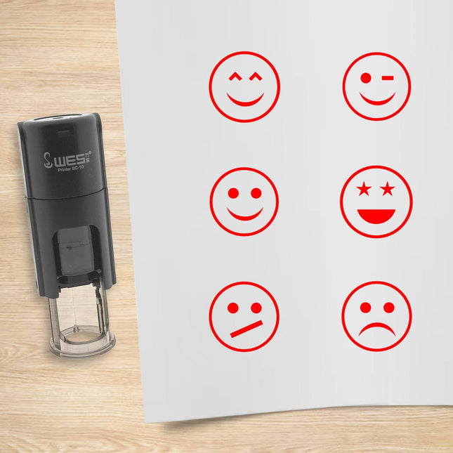 Kit de 6 tampons encreurs smiley - Ø10 mm