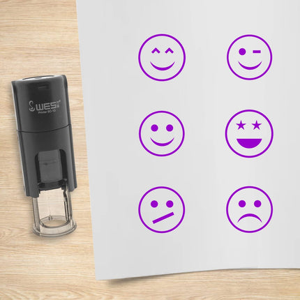 Kit de 6 tampons encreurs smiley - Ø10 mm