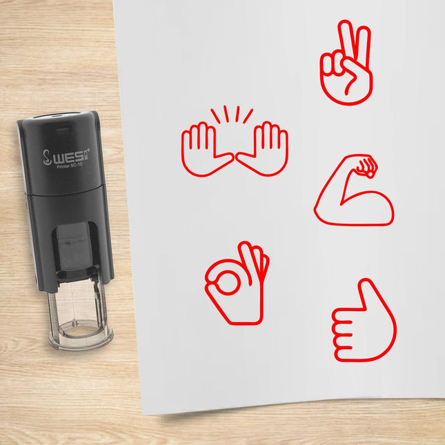 Kit de 5 tampons encreurs mains - Ø10 mm