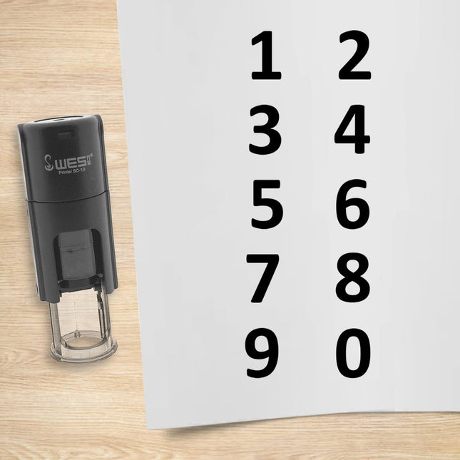 Kit de 10 tampons encreurs chiffres - Ø10 mm