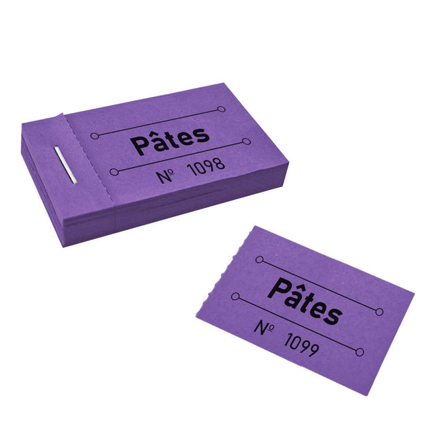 Carnet de tickets repas pâtes - 50 tickets