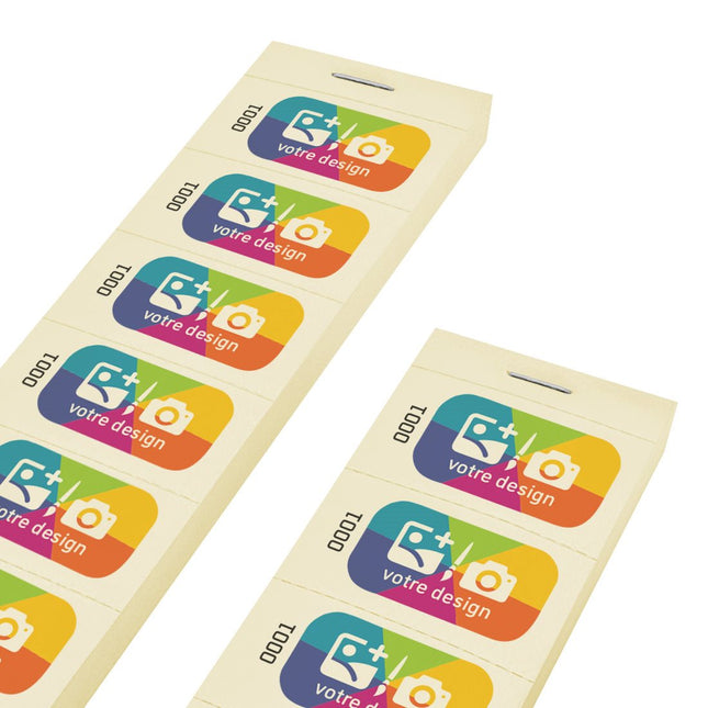 Carnet de tickets numérotés à personnaliser en couleur - 1000 tickets
