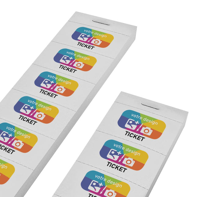 Carnet de tickets à personnaliser avec propre design en couleur - 1000 tickets