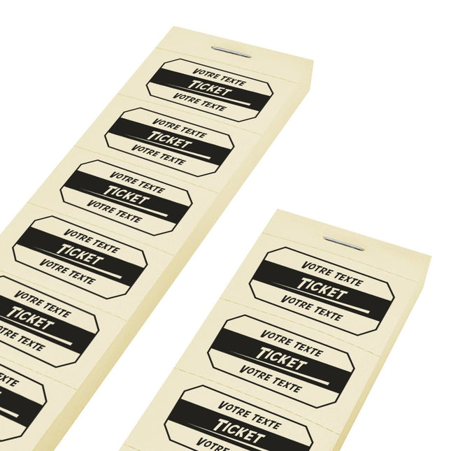 Carnet de tickets à personnaliser avec 2 lignes - 1000 tickets