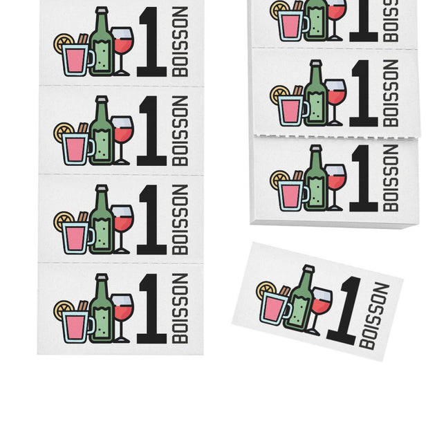 Carnet de tickets boisson avec icônes - 1000 tickets