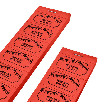 Carnet de tickets à personnaliser fête avec 2 lignes - 1000 tickets