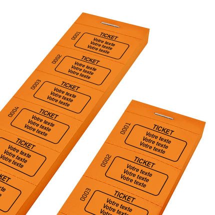 Carnet de tickets à personnaliser avec 3 lignes et numérotés - 1000 tickets