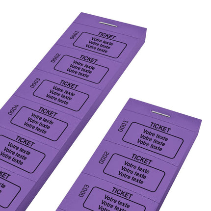Carnet de tickets à personnaliser avec 3 lignes et numérotés - 1000 tickets