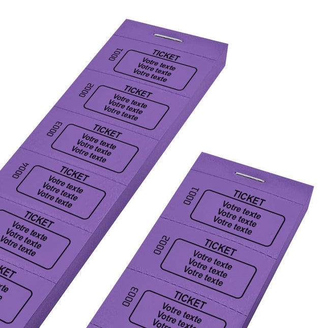 Carnet de tickets à personnaliser avec 3 lignes et numérotés - 1000 tickets