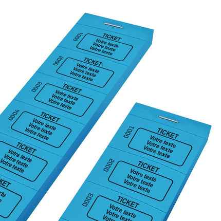 Carnet de tickets à personnaliser avec 3 lignes et numérotés - 1000 tickets