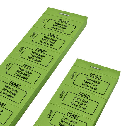 Carnet de tickets à personnaliser avec 3 lignes et numérotés - 1000 tickets