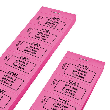 Carnet de tickets à personnaliser avec 3 lignes et numérotés - 1000 tickets